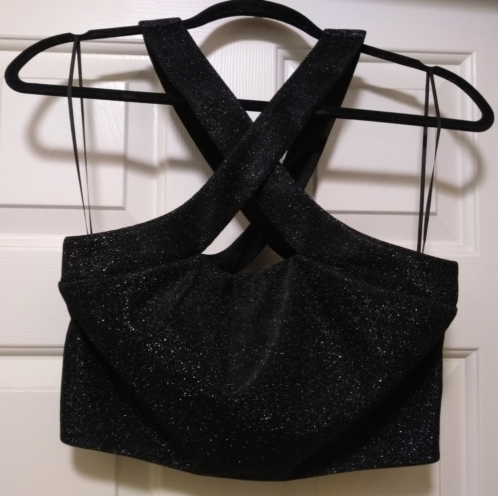 NWOT Sparkle, Criss-Cross Crop Top Racerback Tank - Picture 2 of 11